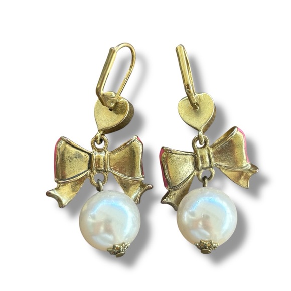 Betsey Johnson Bow and Pearl Earrings - Picture 2 of 2